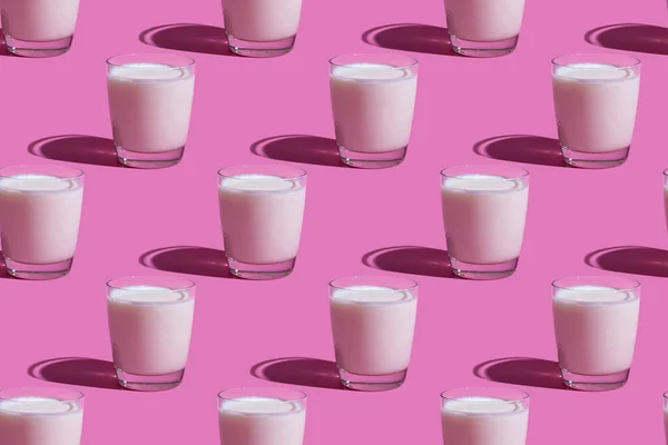 Journée Mondiale Lait Motif Sur Fond Rose Verre Lait Modèle — Photo