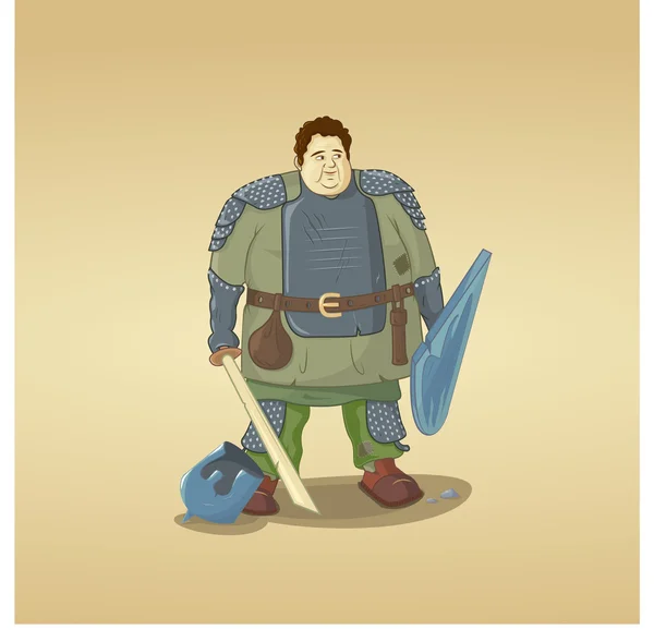 Fat guy dressed as a knight — Stock Vector