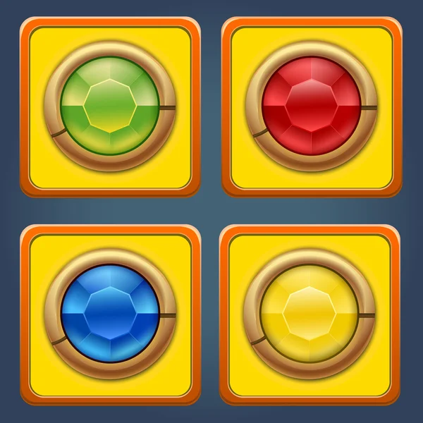 Square buttons with colored diamonds for game or app Royalty Free Stock Vectors