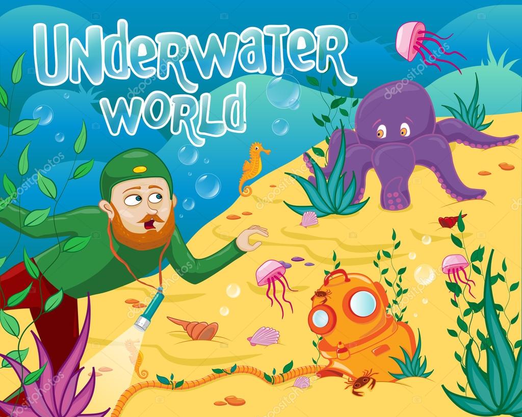 Underwater world with different sea animals Stock Vector Image by ©zadirkin #68937357 Underwater world with different sea animals Stock Vector Image by ©zadirkin #68937357