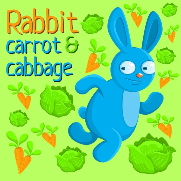 Running rabbit with carrot and cabbage Stock Illustration