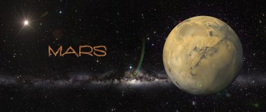 Gezegen Mars uzayın içinde.