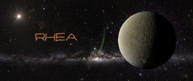 Planet Rhea in outer space.