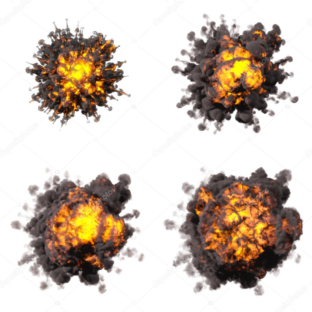 Fire explosions isolated set