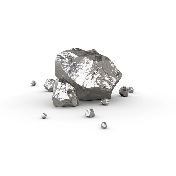 Raw white gold White gold, mineral raw materials isolated
