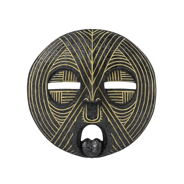 Ancien masque tribal africain antique sur fond blanc — Photo