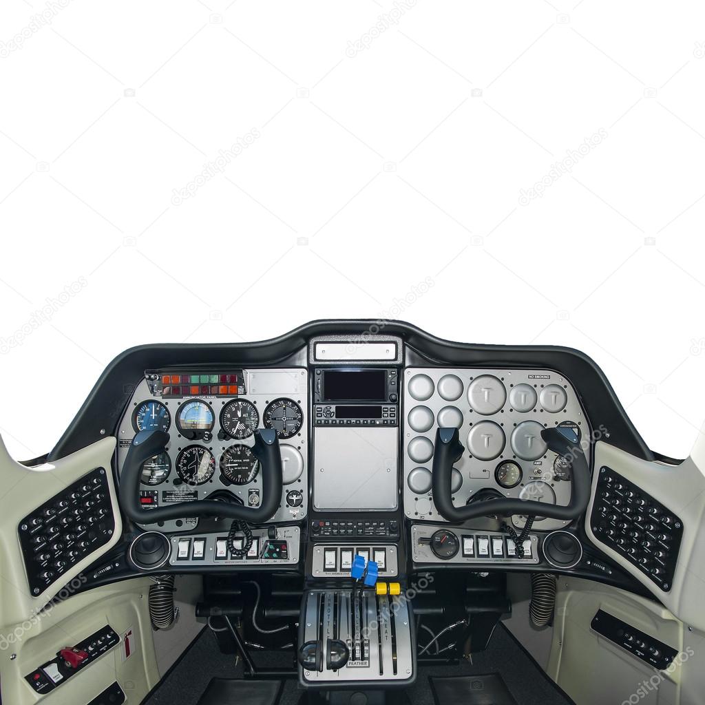 Pilot cabine of plane inside isolated