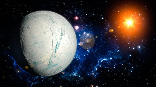 Enceladus Planet Solar System izolat — Fotografie, imagine de stoc