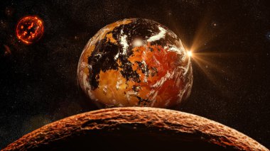 Uzaylı Exo gezegen. Nasa tarafından döşenmiş bu görüntü unsurları