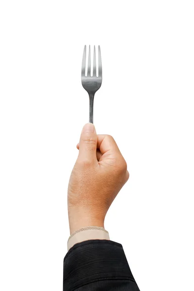Fork in hands — Stockfoto