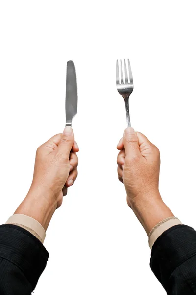 bıçak ve çatal ellerinde