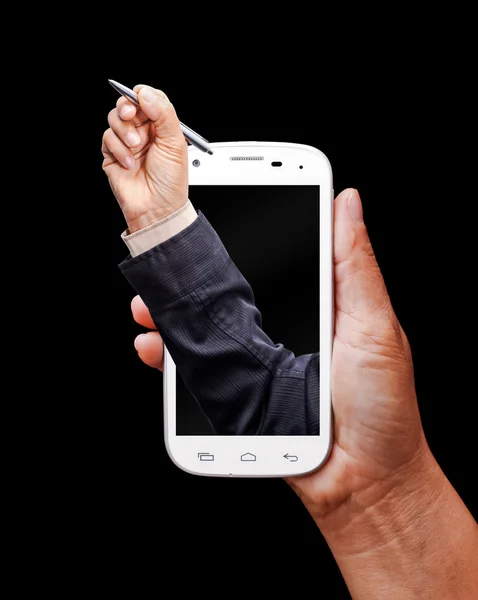 elinde modern smartphone.