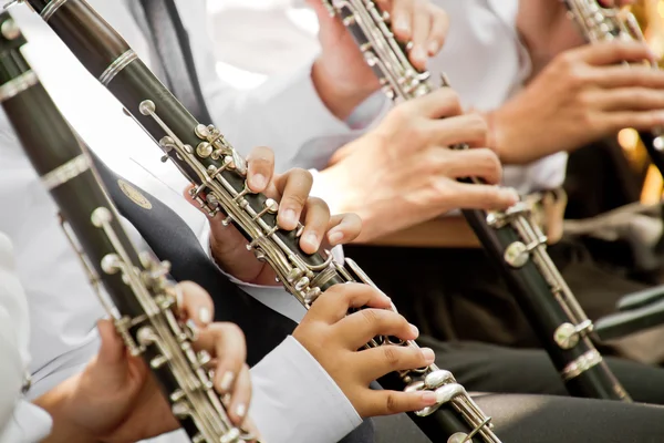 Músico clásico tocando clarinete . — Foto de Stock