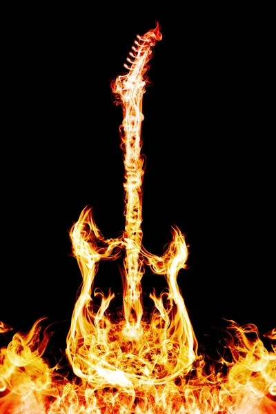 Fire electric guitar — Stock Photo, Image