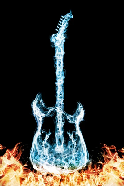 Guitarra eléctrica fuego —  Fotos de Stock