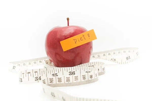 빨간 사과 측정 테이프. — 스톡 사진