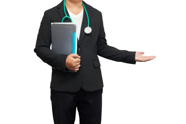 Healthcare and medicine. Doctor with stethoscope on white backgr — Stock Photo, Image