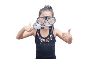 Şnorkel maskesi, küçük kız.