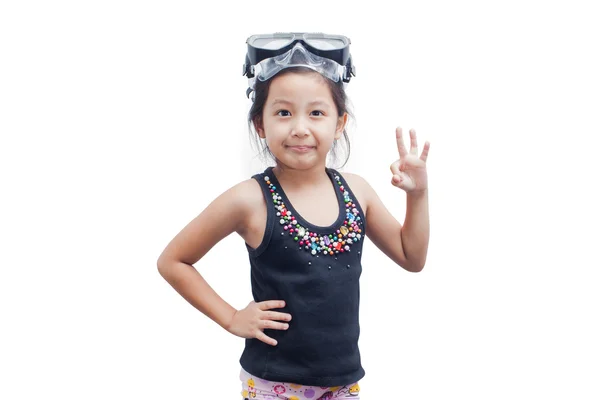 Şnorkel maskesi, küçük kız.