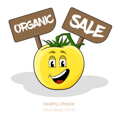 Çizgi film göz yüz, işaretleri ile domates