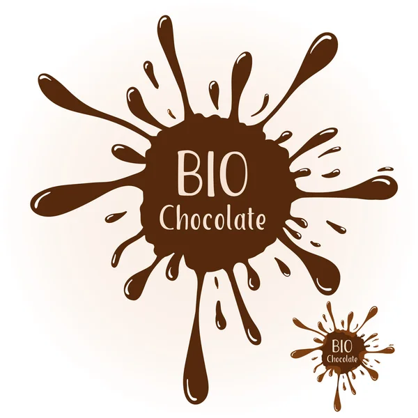 Czekoladowe blot z tekstem Bio czekolady — Wektor stockowy