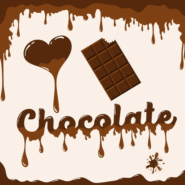 Ik hou van chocolade sjabloon met smelten effect — Stockvector