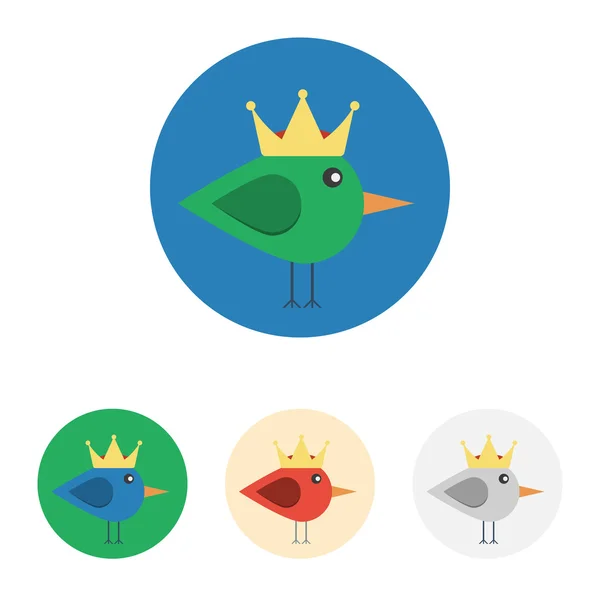 Icono plano con pájaro con corona — Vector de stock