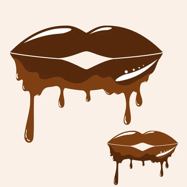 Chocolate lips with melting effect — Stock Vector