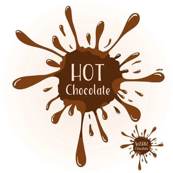 Chocolate blot with text HOT Chocolate — Stock Vector