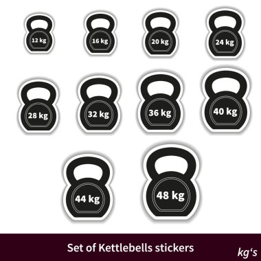 Kettlebells çıkartmalar (kg, dizi)