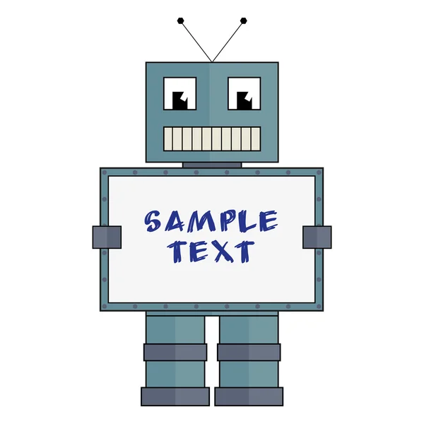 Robot con caja para texto de muestra — Vector de stock