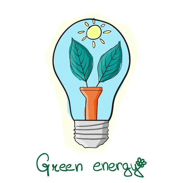 Lampadina a energia verde stilizzata — Vettoriale Stock