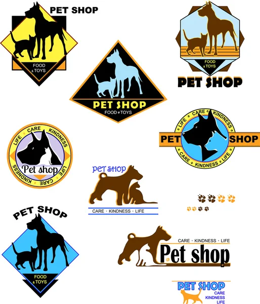 Chien, chat, logo couleur, animalerie — Image vectorielle