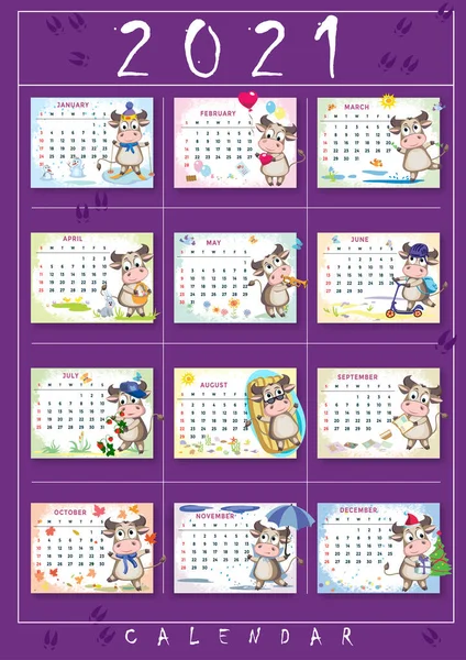 2021 için çocuk takvimi - boğa, öküz, inek yılı
