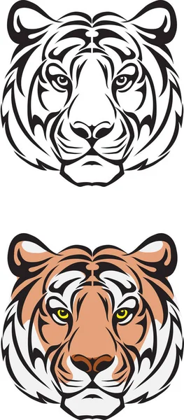 Tiger Portrait Black Colored Stylized Line Line Drawing Geometric Pattern — ストックベクタ