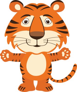 Kaplan, renkli, stilize, çizgi, vektör, illüstrasyon, 2022