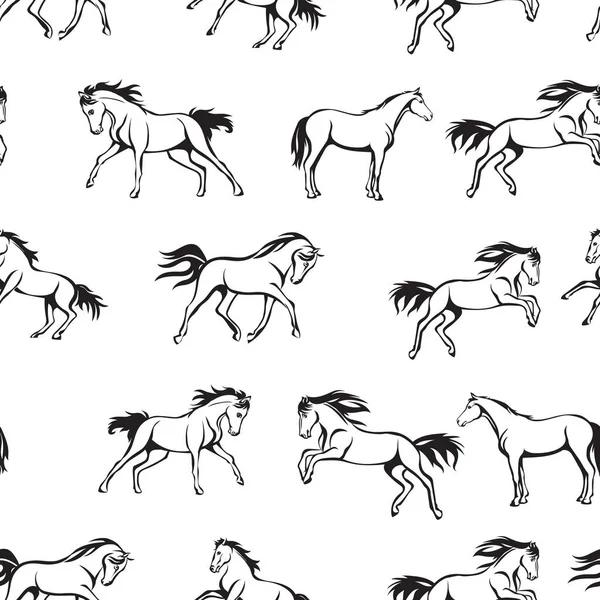 Cavallo Modello Cavallo Realistico Bianco Nero Modello Decorazione Imballaggio Stampa — Vettoriale Stock