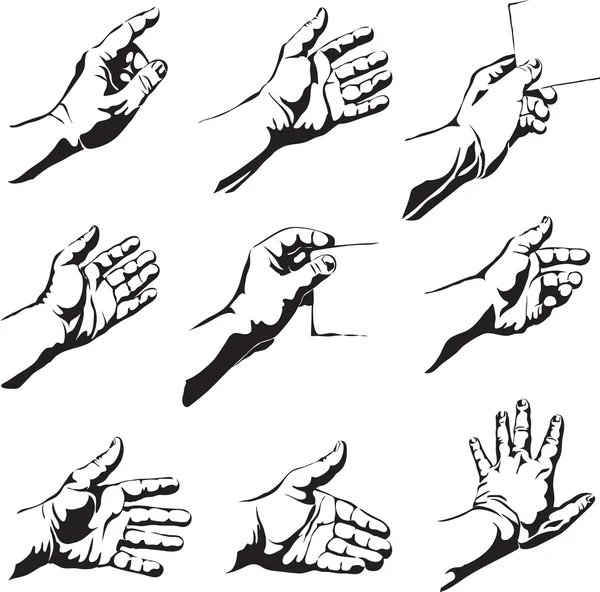 Hands. graphic drawings of hands — Stock Vector