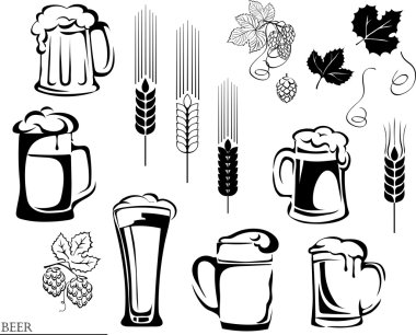 bira, bira bardağı, hop, vektör, illüstrasyon, grafik kayıt unsurları
