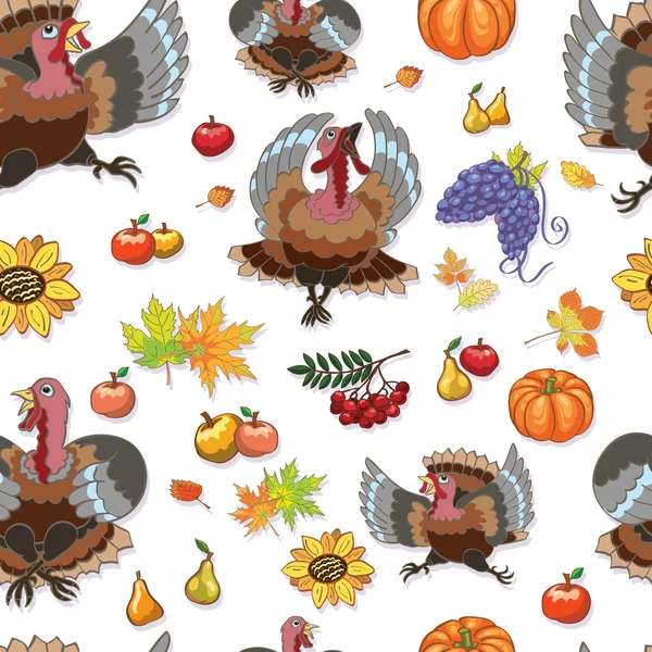 Turkey, Thanksgiving, pattern, illustration, vector — Stock Vector