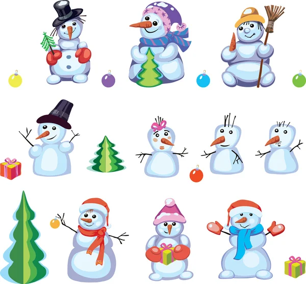 Snowman, winter, wintertime, vector, isolated, graphics, symbol, decorative, illustration — Stock Vector