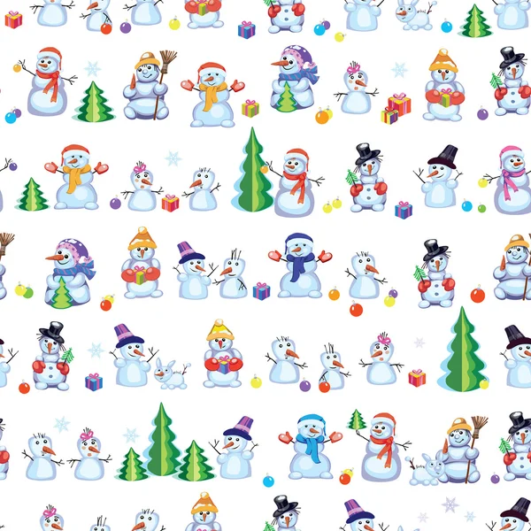 Schneemannmuster, Muster, Farbe, Winter, Neujahr, Weihnachten, Winter, Winterzeit, Vektor, isoliert, Grafik, Symbol, dekorativ, Illustration — Stockvektor