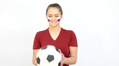 Futbol Rus Fan topu yakalıyor göz kırpıyor