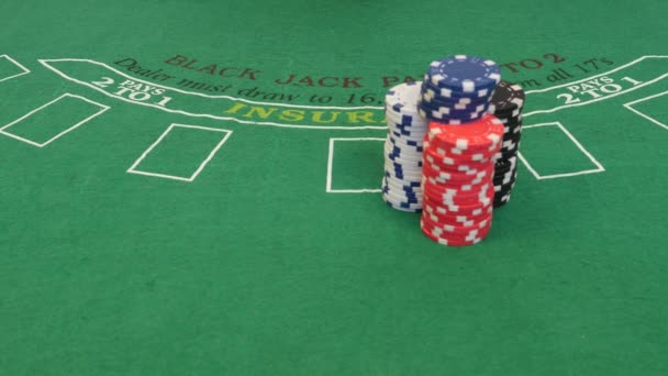 Man Spread Out Poker Chips — Stock Video