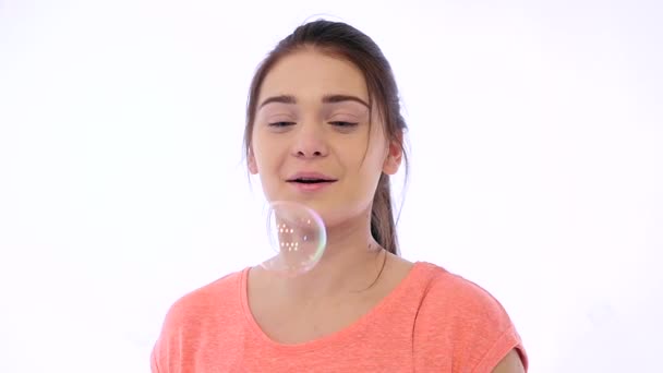 Lány Cought a buborék — Stock videók