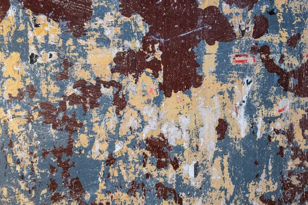 Old Gray Beige Wall Spots Stripes Scratches Brown Blue Paint — Stock Photo, Image