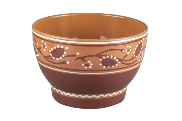 Ancient Empty Brown Handmade Clay Clay Bowl Closeup Drawings Isolated Royalty Free Stock Photos