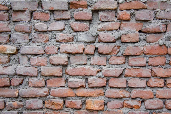 Schlampiges Mauerwerk Alte Rote Backsteinmauer Raue Oberflächenstruktur — Stockfoto