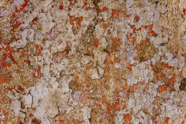Vieux Mur Rouge Avec Peinture Peler Blanche Rayures Moisissure Avec — Photo