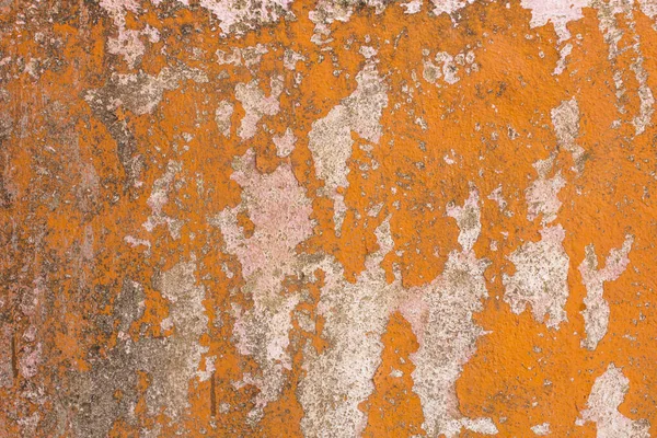 Peeling Orange Paint Light Gray Concrete Wall Black Spots Dirt — Stock Photo, Image